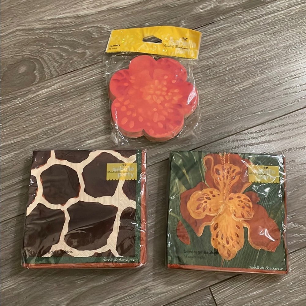 Isabella de Borchgrave, (2) sets of napkins, (1) set of coasters